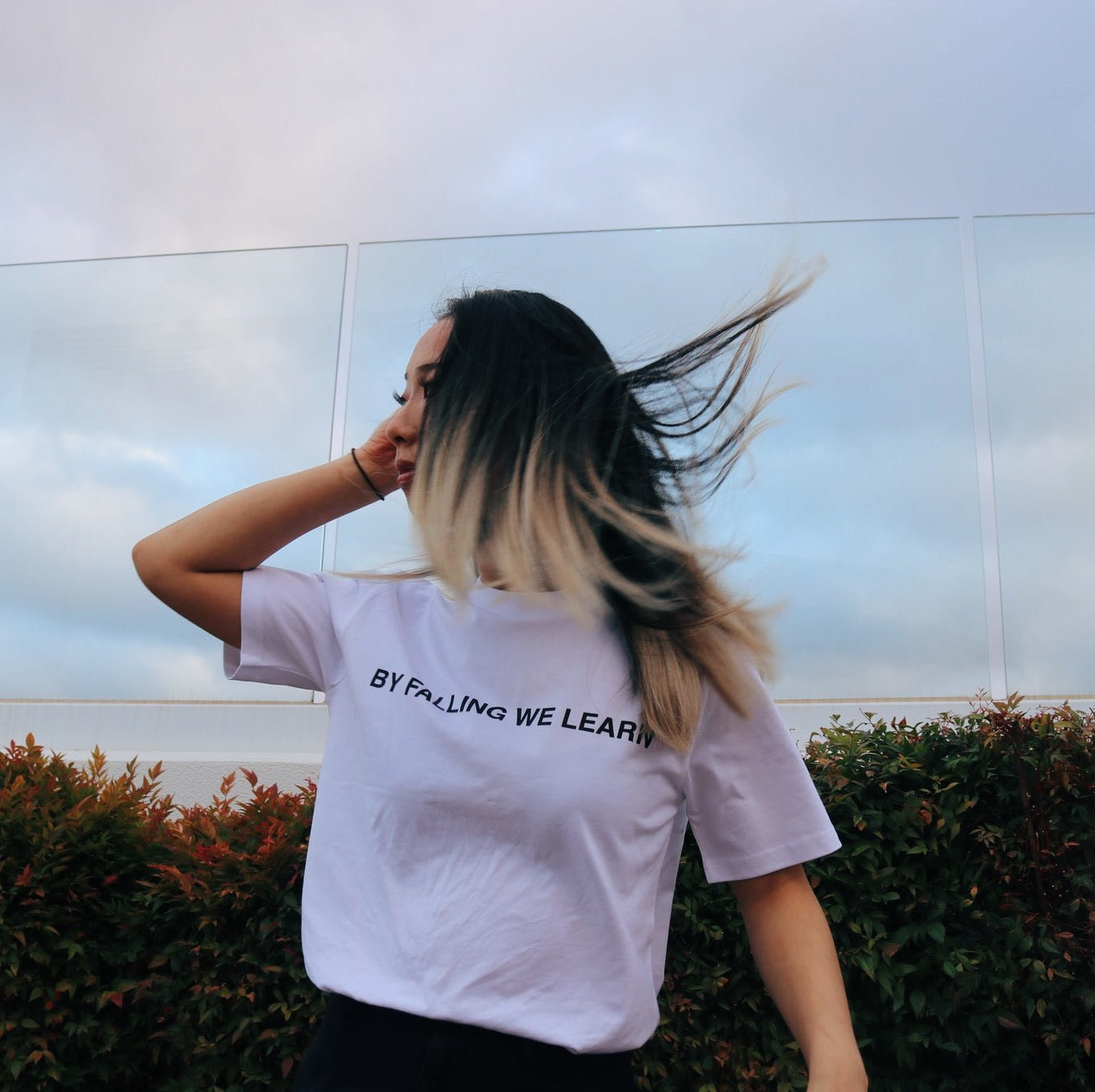 BY FALLING WE LEARN TEE - WHITE.