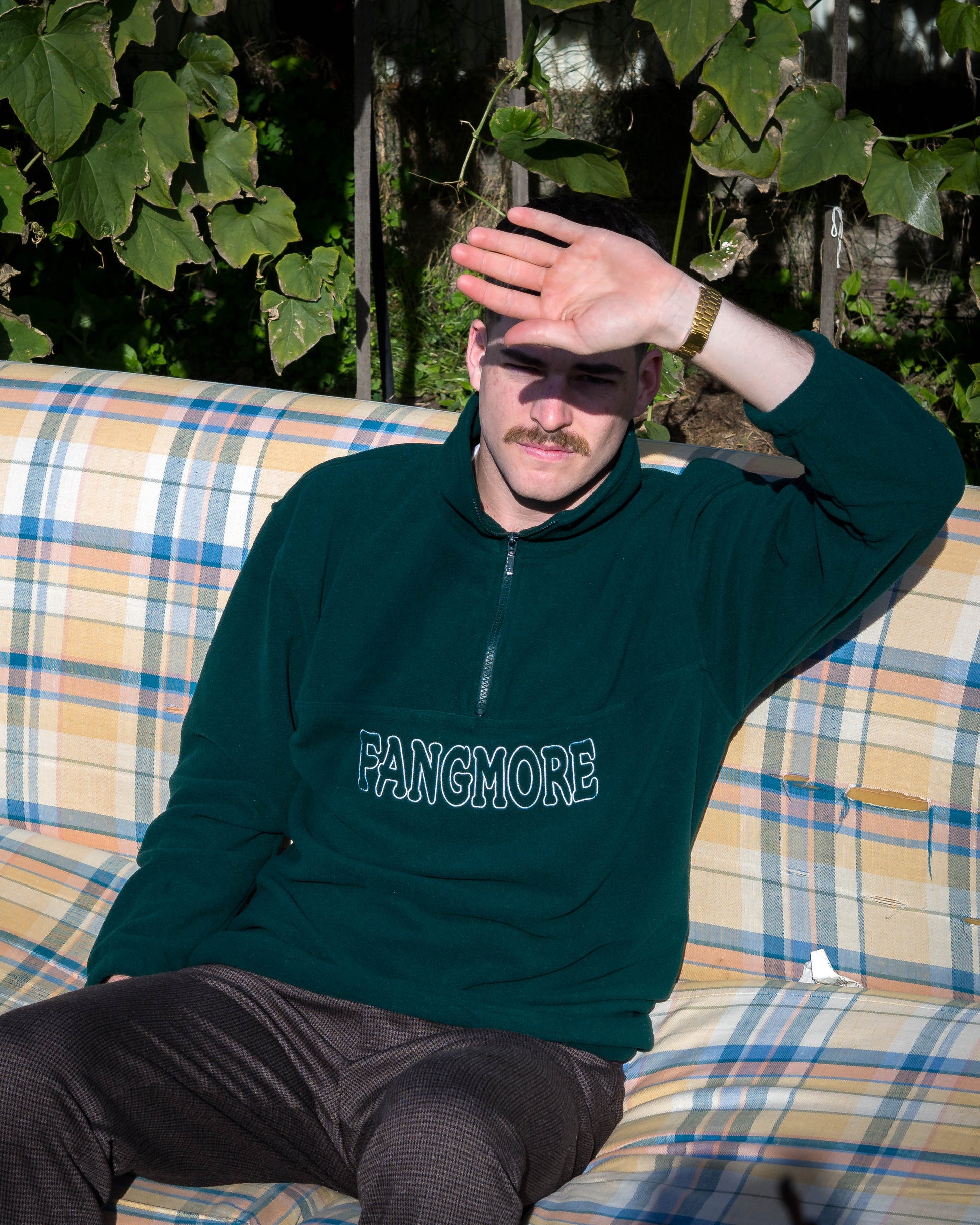 LOGO HALF ZIP FLEECE JUMPER - FOREST GREEN - FANGMORE