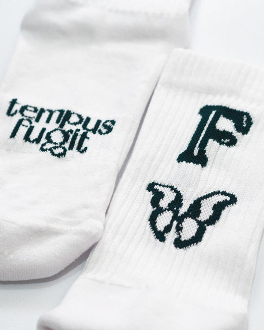 TEMPUS FUGIT CREW SOCKS - WHITE - FANGMORE