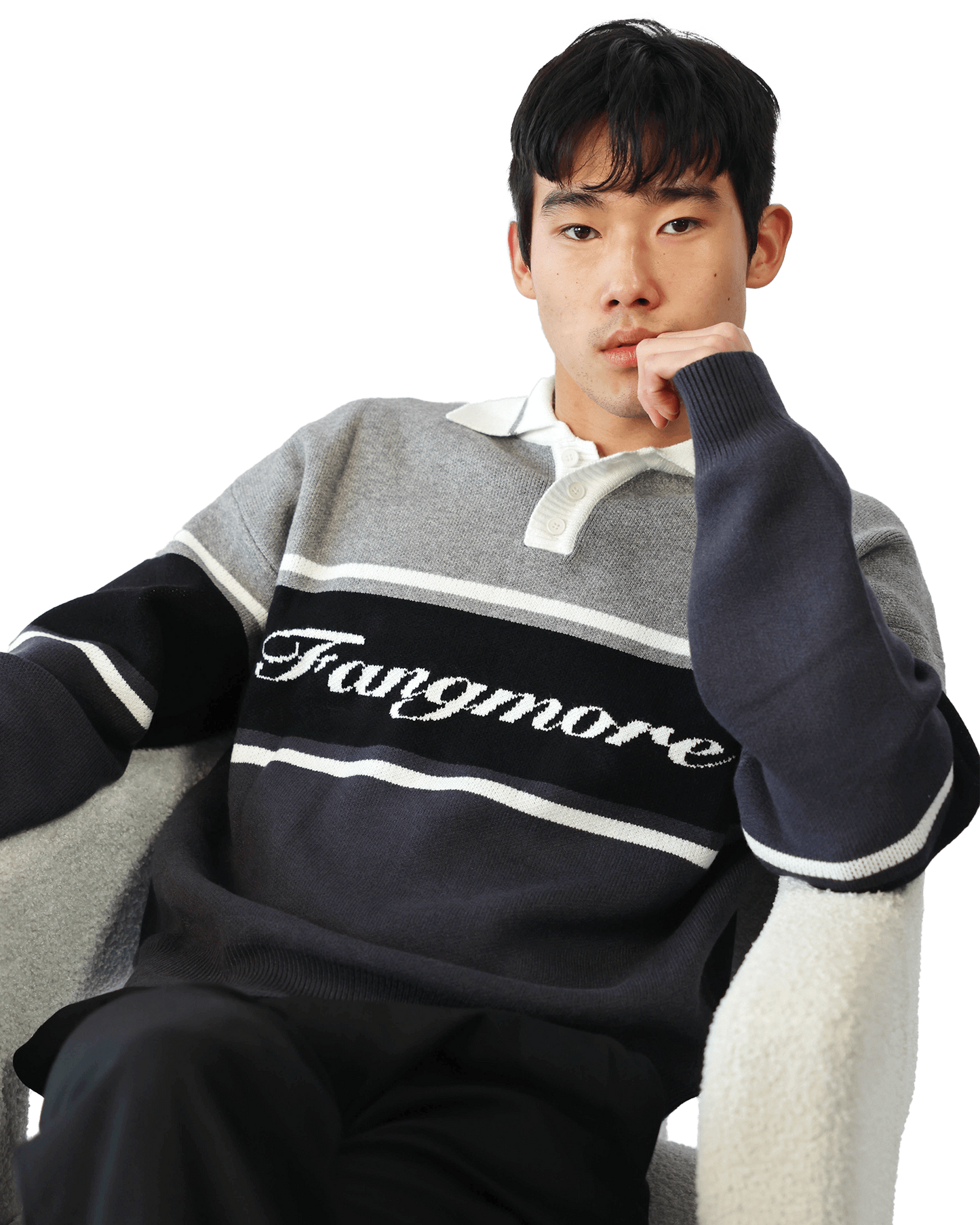 Tri-tone Rugby Knit Sweater
