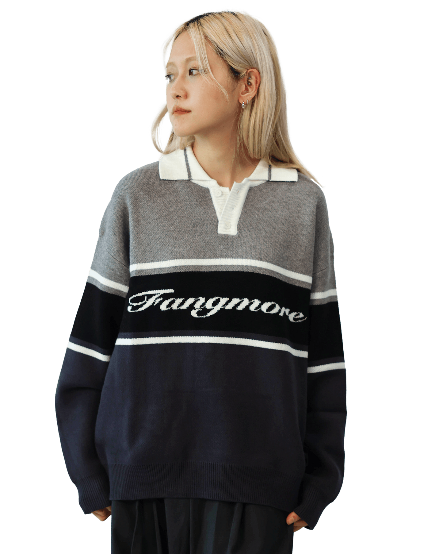 Tri-tone Rugby Knit Sweater