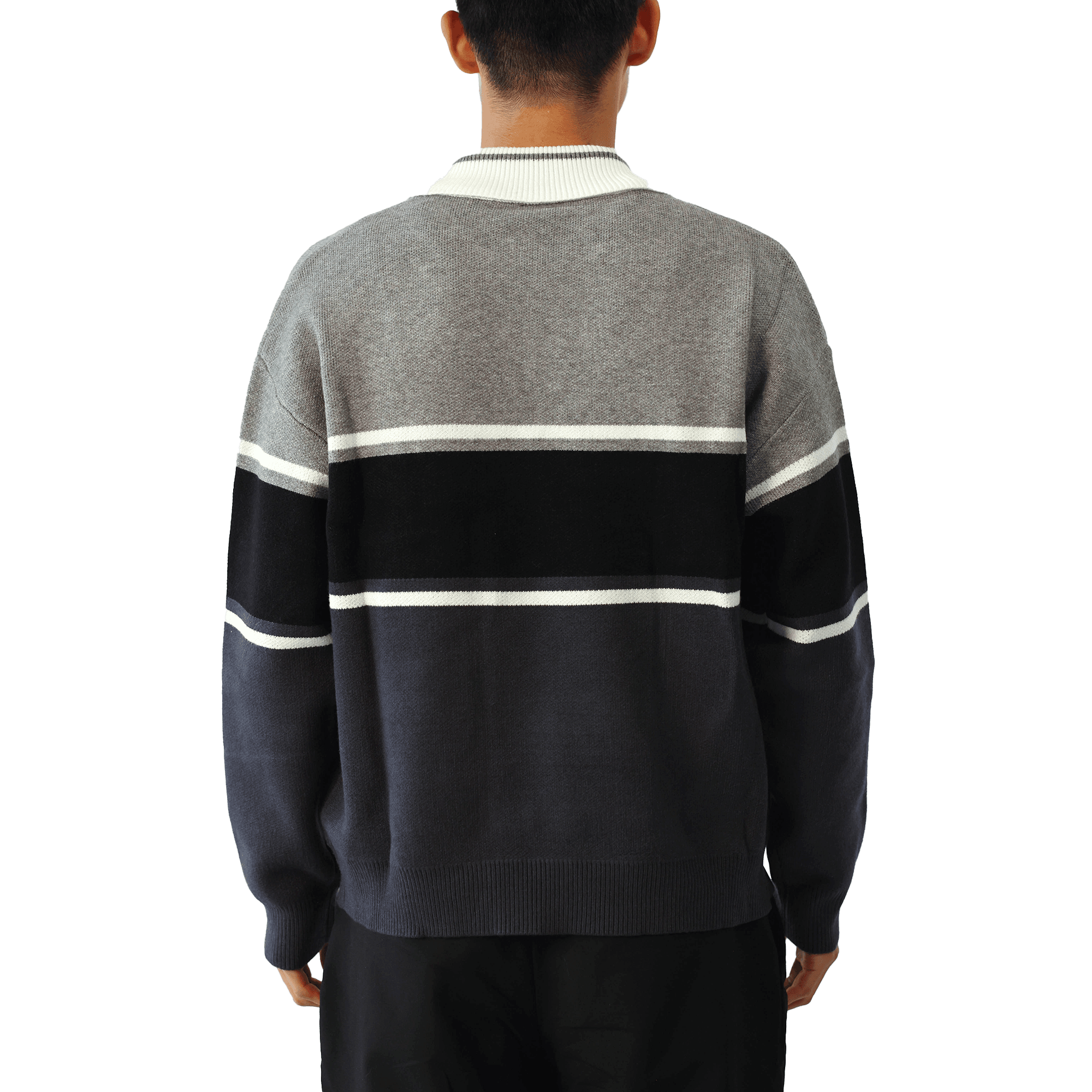 Tri-tone Rugby Knit Sweater