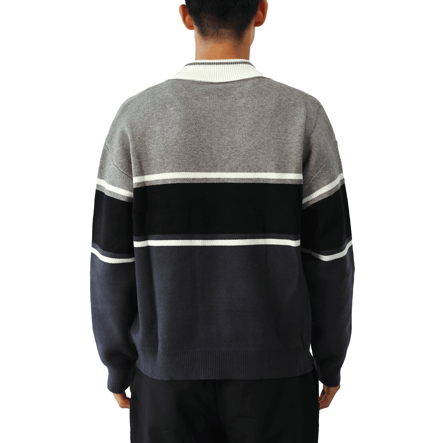 Tri-tone Rugby Knit Sweater