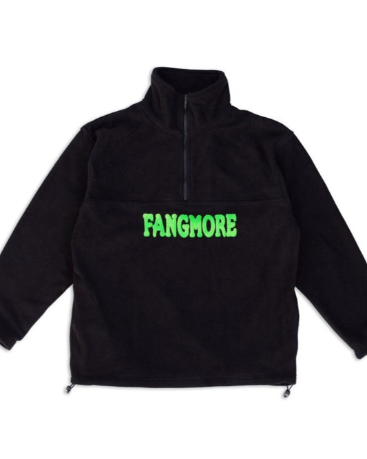 LOGO HALF ZIP FLEECE JUMPER - BLACK - FANGMORE
